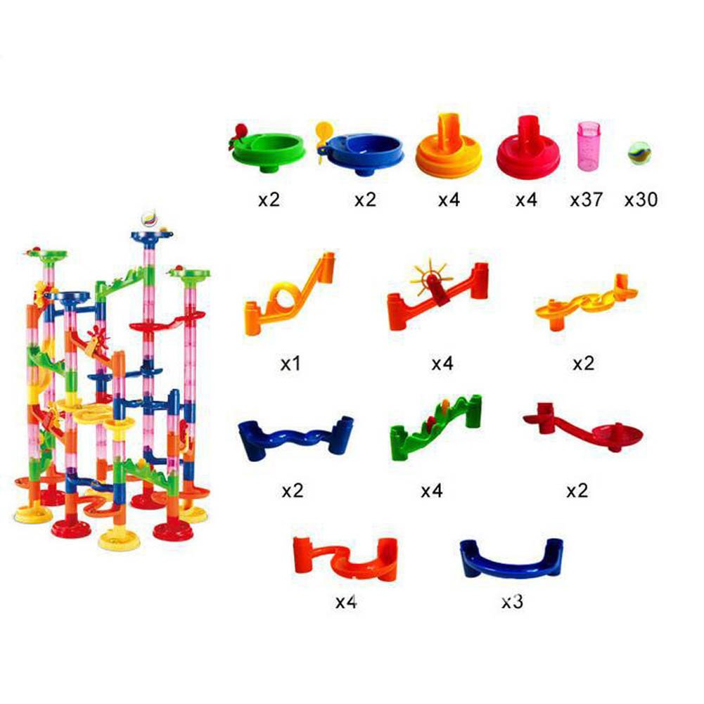 Jollymap Race Coaster 105pcs Marble Run Set – Construction & Building Blocks Maze Toy for Kids, Fun Marble Track Racing Playset