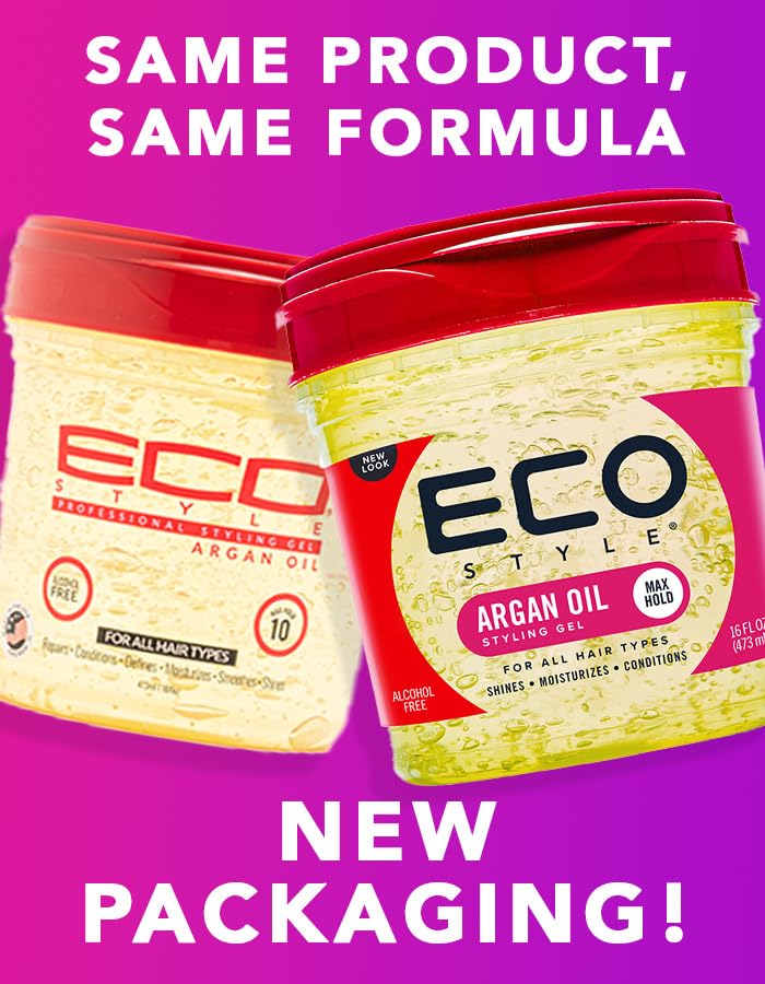 Ecoco Eco Style Gel - Argan Oil - 100% Pure Olive Oil - Promotes Healthy Hair - Nourishes And Repairs Hair - Long-Lasting Shine - 10/10 Maximum Hold