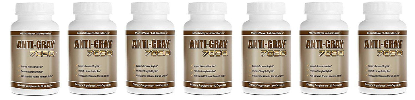 Anti-Gray Hair 7050 Helps Restore Natural Hair Color 60 Capsules Per Bottle (7 Bottles)