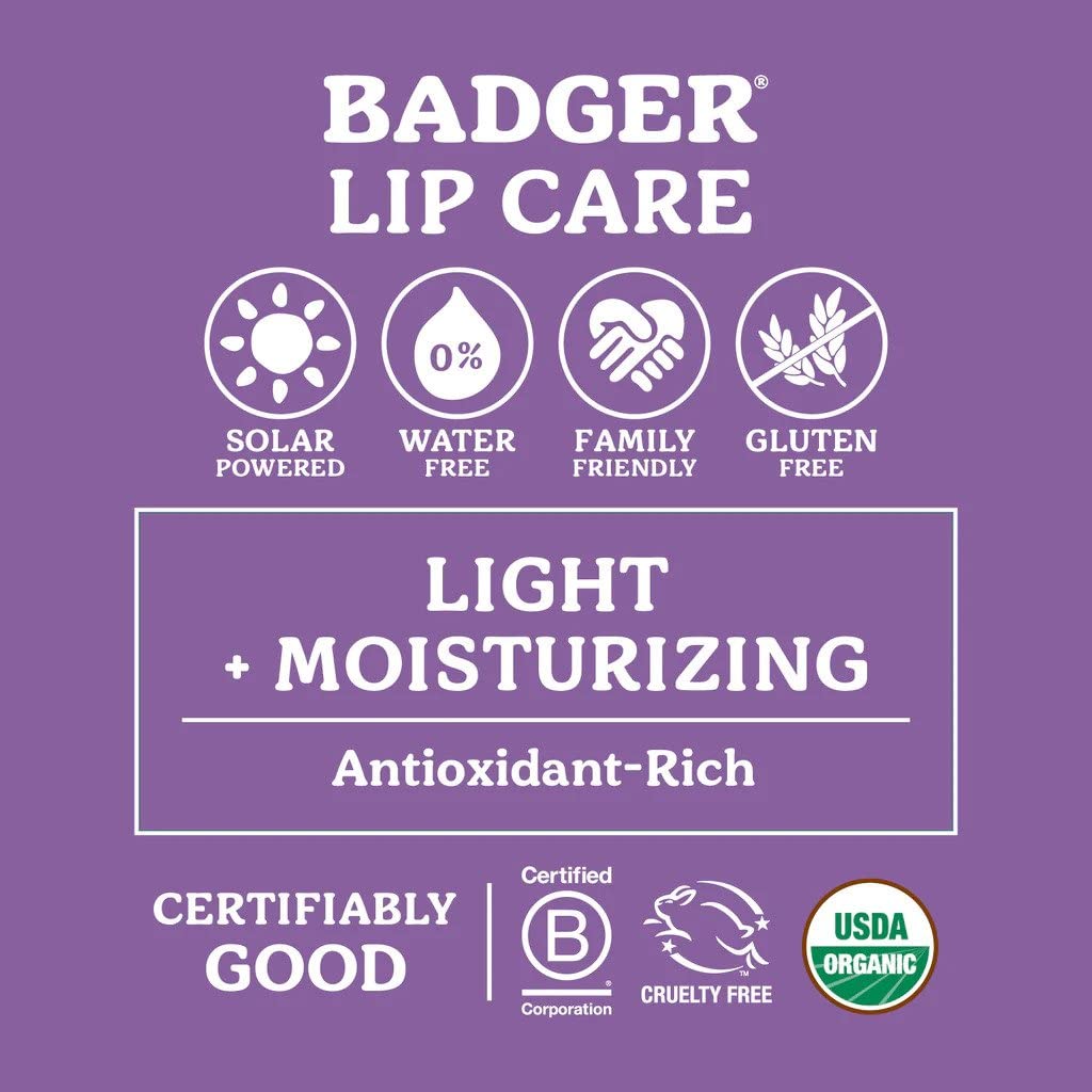 Badger Classic Organic Lip Balm Set - Green Box, Long Lasting Lip Moisturizer Gift Set, Light Silky Texture, All Natural Lip Balm Variety Pack Lip-Set