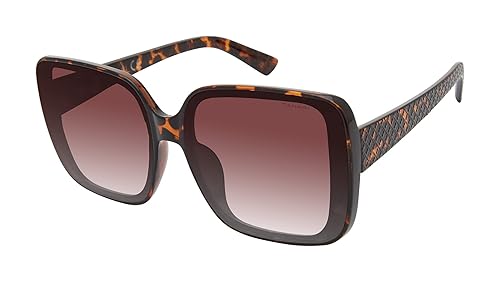TAHARI Women's Square-Retro Oversized Sunglasses, Tortoise, 64 mm