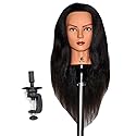 Zvena Beauty 24" Human Hair Cosmetology Mannequin Manikin Training Head with Clamp (24" DARK BROWN (KAYLEN+C))