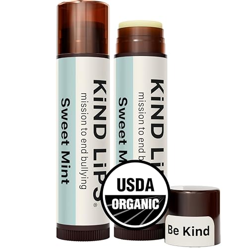 Kind Lips Organic Sweet Mint Lip Balm 2-Pack - Cooling, Refreshing Lip Care for Dry Lips • 100% Natural, Clean, Gluten-Free, Grain-Free • Made in USA