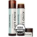 Kind Lips Organic Sweet Mint Lip Balm 2-Pack - Cooling, Refreshing Lip Care for Dry Lips • 100% Natural, Clean, Gluten-Free, Grain-Free • Made in USA