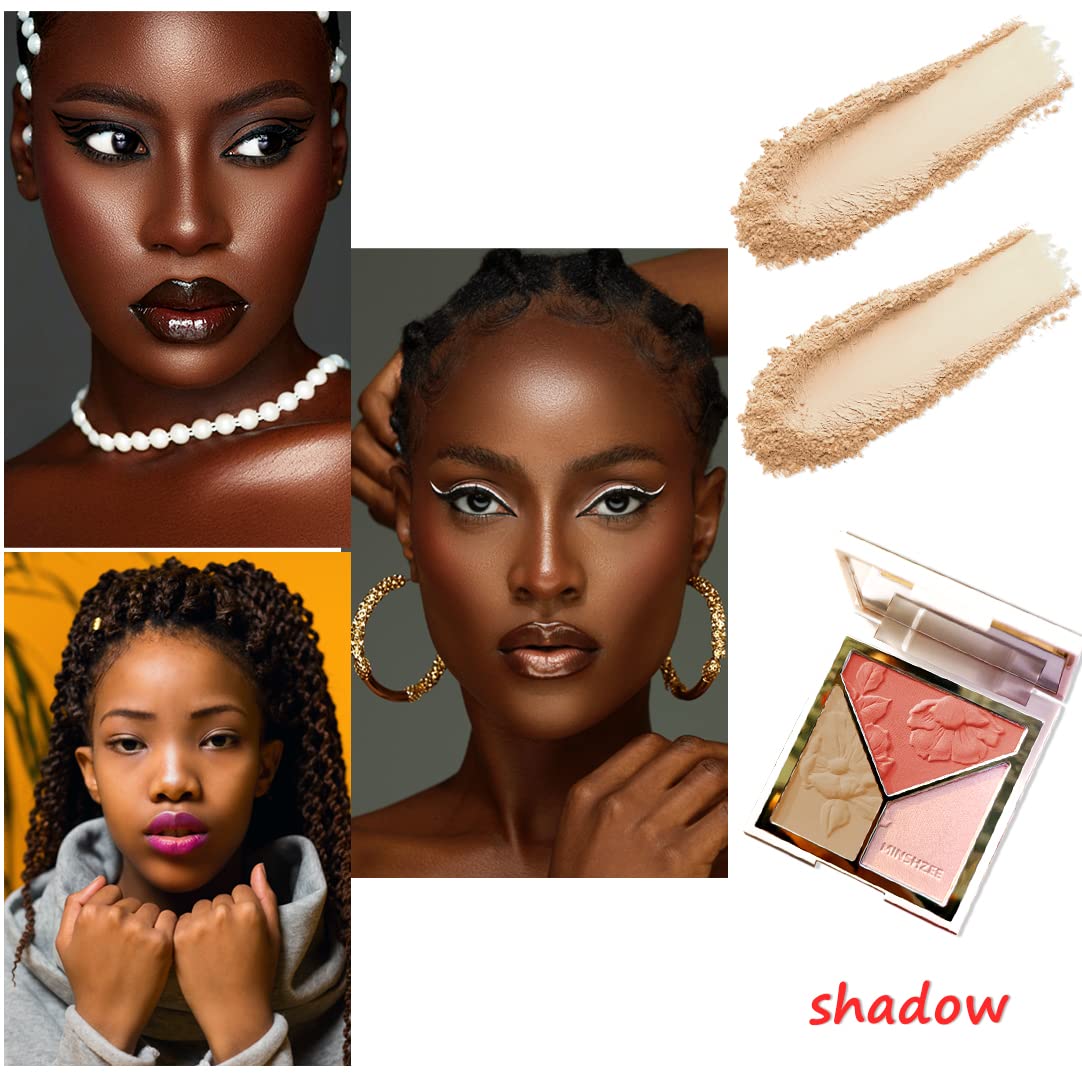 3-in-1 Highlighter Makeup Palette - Contour, Blush & Glow Kit with Matte & Shimmer Finish - Silky Pressed Powder for Face, Cheekbones, Eyes