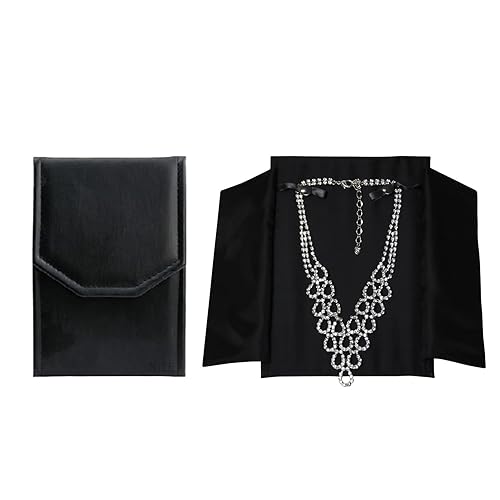 MOOCA Black Leatherette Travel Jewelry Organizer Necklace Storage Carrying Case Jewelry Display Case Necklace Folder