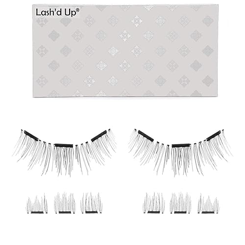 Lash'd Up Magnetic Eyelashes Without Eyeliner 3 Magnets (Can also be worn as Dual Magnets) Full Eye Snap-on Set Soft Faux Silk Vegan (Very Natural)