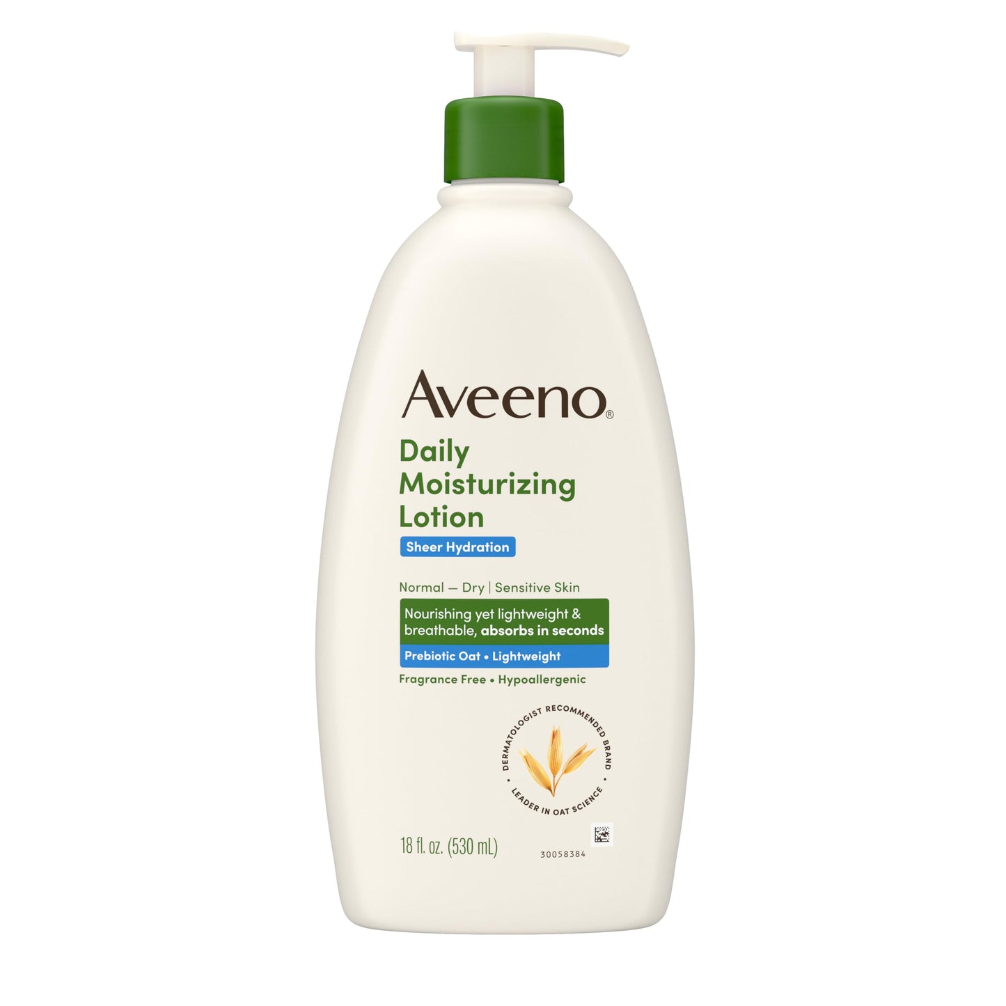 Aveeno Daily Moisturizing Sheer Hydration Fragrance-Free Lotion with Prebiotic Oat for Dry Skin, Lightweight, Non-Greasy and Fast-Absorbing Body