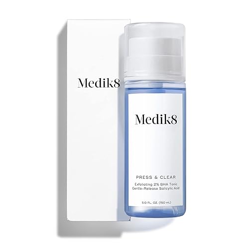 Medik8 Press and Clear - Clarifying Facial Tonic - Exfoliating BHA Face Toner for Women and Men - Gentle-Release Salicylic Acid Face Tonic - 5 oz