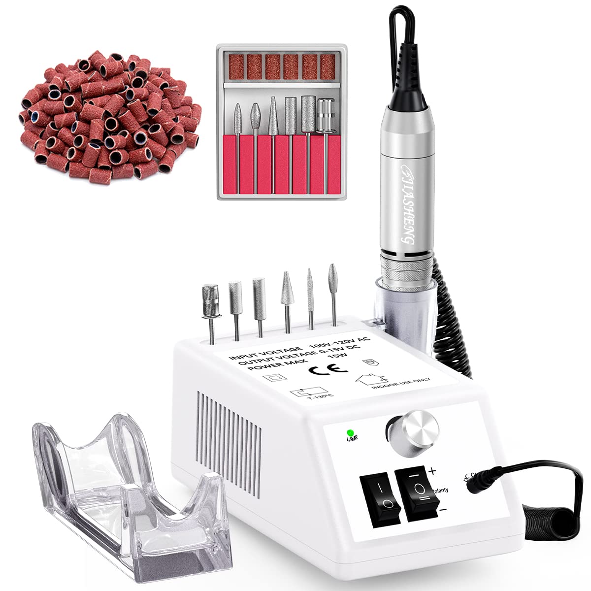 Jiasheng Electric Nail Drill, 30000rpm Professional Nail Drill Machine, Compact Electrical Nail File Kit for Acrylic Gel Nails Efile Drill
