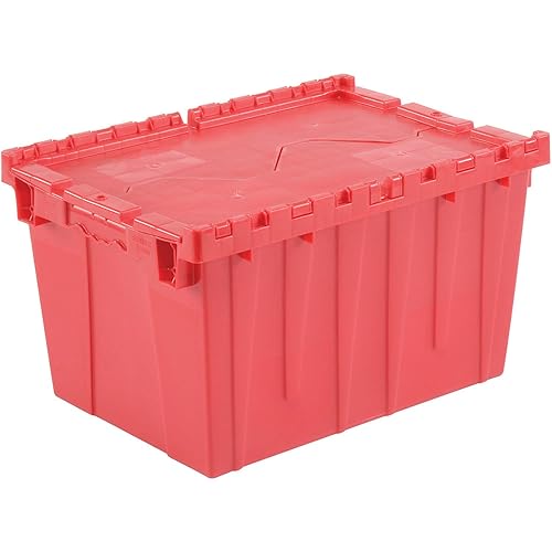 Global Industrial Plastic Distribution Container With Hinged Lid, 1.7 Cu. Ft. Capacity, 50 Lbs. Capacity, Nestable & Stackable, 21-7/8x15-1/4x12-7/8…