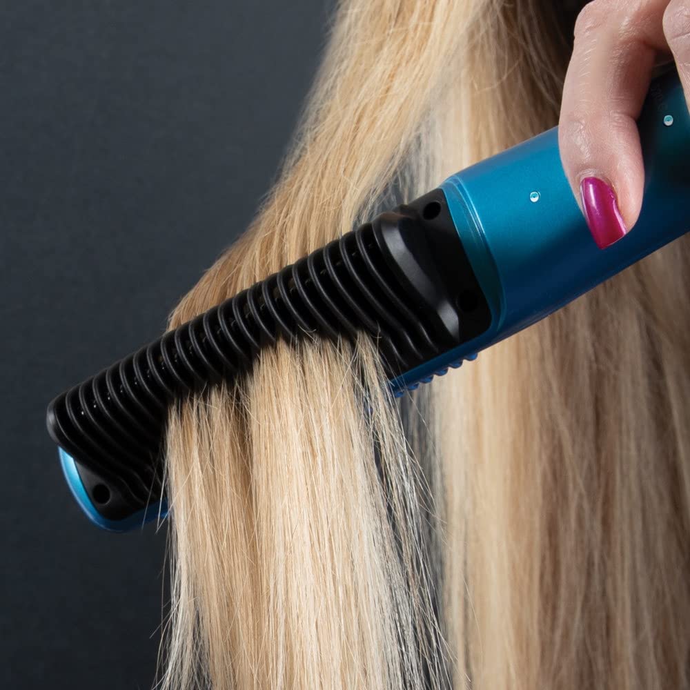 ForPro Professional Collection Expert Salon Hair Straightener Brush, Ultra-Fast Nano Ceramic Heater with 3D Heating Teeth, 3 Heat Settings, Auto-Off