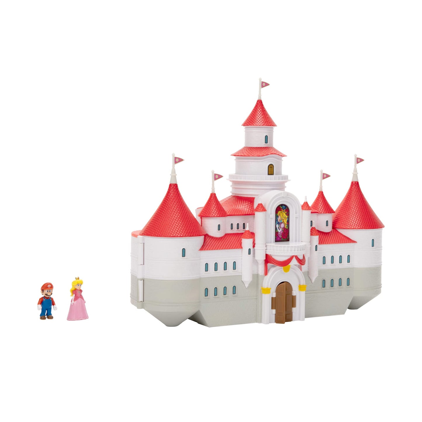 Super Mario Bros. Movie Mushroom Kingdom Castle Playset – Includes 1.25" Mario & Princess Peach Figures, Interactive Training Grounds, Ages 3+