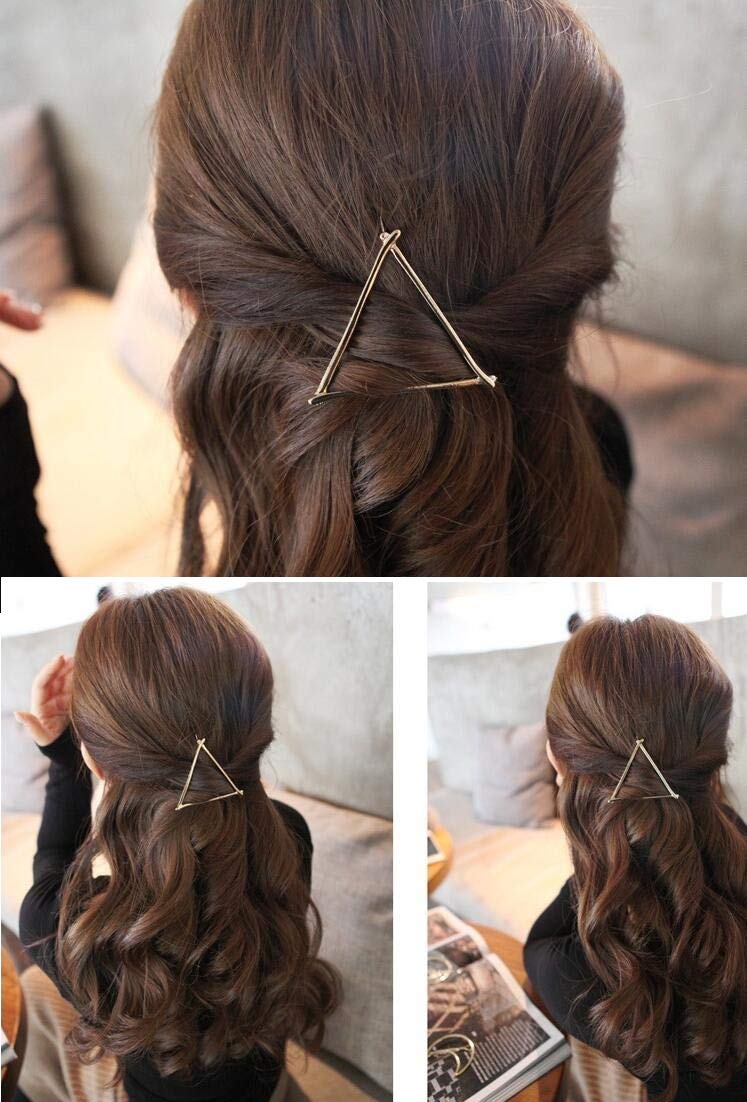 Drayas Minimalism Style Hair Clip for Women?Metal Hair Clips Geometric Patterns Hair Barrettes, Leaf Bowknot Hollow Round Triangle Moon hollow Hair