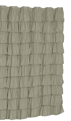 Spring Design Ruffled Gray Fabric Shower Curtain