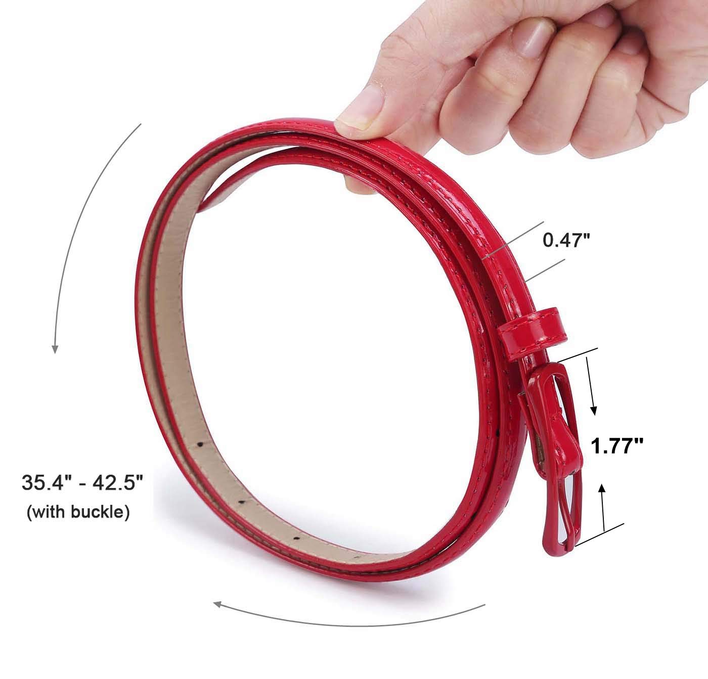 Selighting Women's Leather Belt Slim Women's Belt PU Leather for Dresses, red, Einheitsgröße