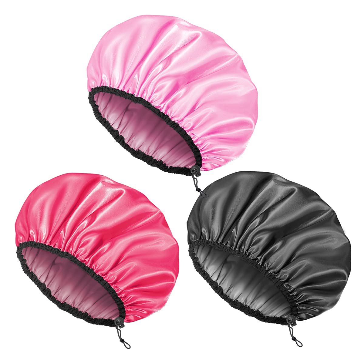 Auban Shower Cap for Women, Adjustable Reusable, Extra Large, Double-Layer Waterproof Bathing Cap, Waterproof Exterior, EVA Lining, Hair Cap for All