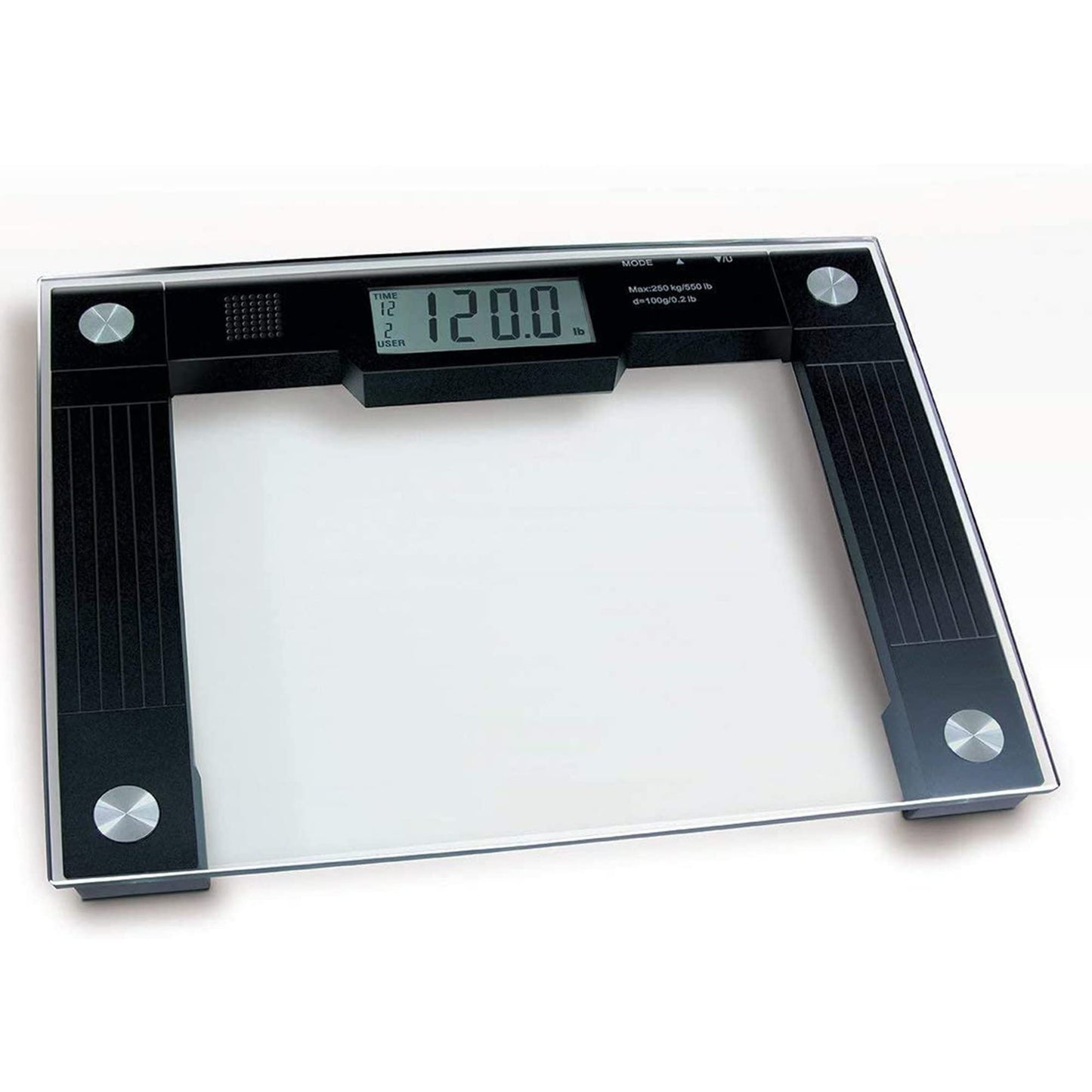 Ideaworks JB5824 Extra Wide Talking Scale-Visual & Voice Display Scale- 550 Pounds Max-Tamper Glass-Extra Wide Width-Large LCD Display-Tap On & Off…