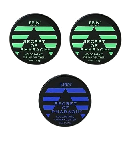 Chunky Glitter - Secret of Pharaoh Holographic Chunky Glitter - Emerald Forest and Aquamarine by EBIN NEW YORK Bundle - Shimmering, Iridescent