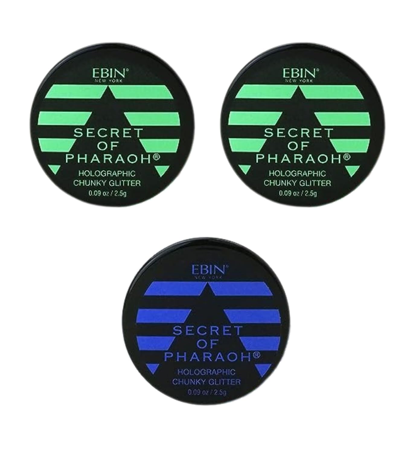 Chunky Glitter - Secret of Pharaoh Holographic Chunky Glitter - Emerald Forest and Aquamarine by EBIN NEW YORK Bundle - Shimmering, Iridescent