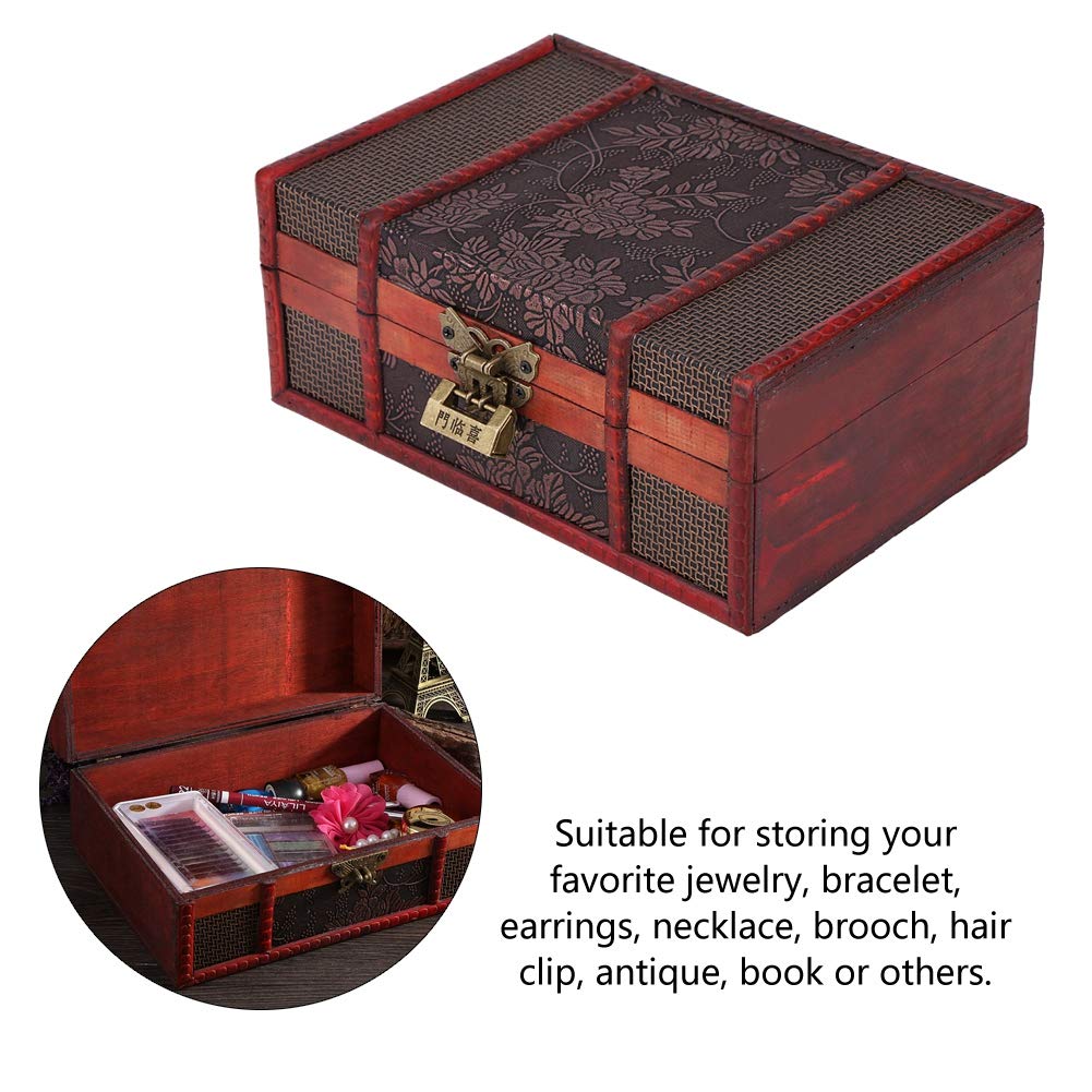 Wooden Storage Box, Handcrafted Wooden Jewelry Box with Small Lock, Keepsake Gifts Storage Box Organizer with Intricately Hand Carved, Treasure Chest…