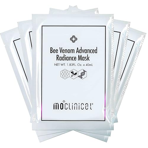 MO Clinical Bee Venom Advanced Radiance Mask for All Skin Types, Set of 5 Packages, 1.83 Fl Oz/40 ml per Package (White)