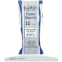 ForPro Professional Collection Half Moon Foam Boards, Zebra, 100/180 Grit, Double-Sided Manicure and Pedicure Nail Files, 7” L x 1.1” W, 12-Count
