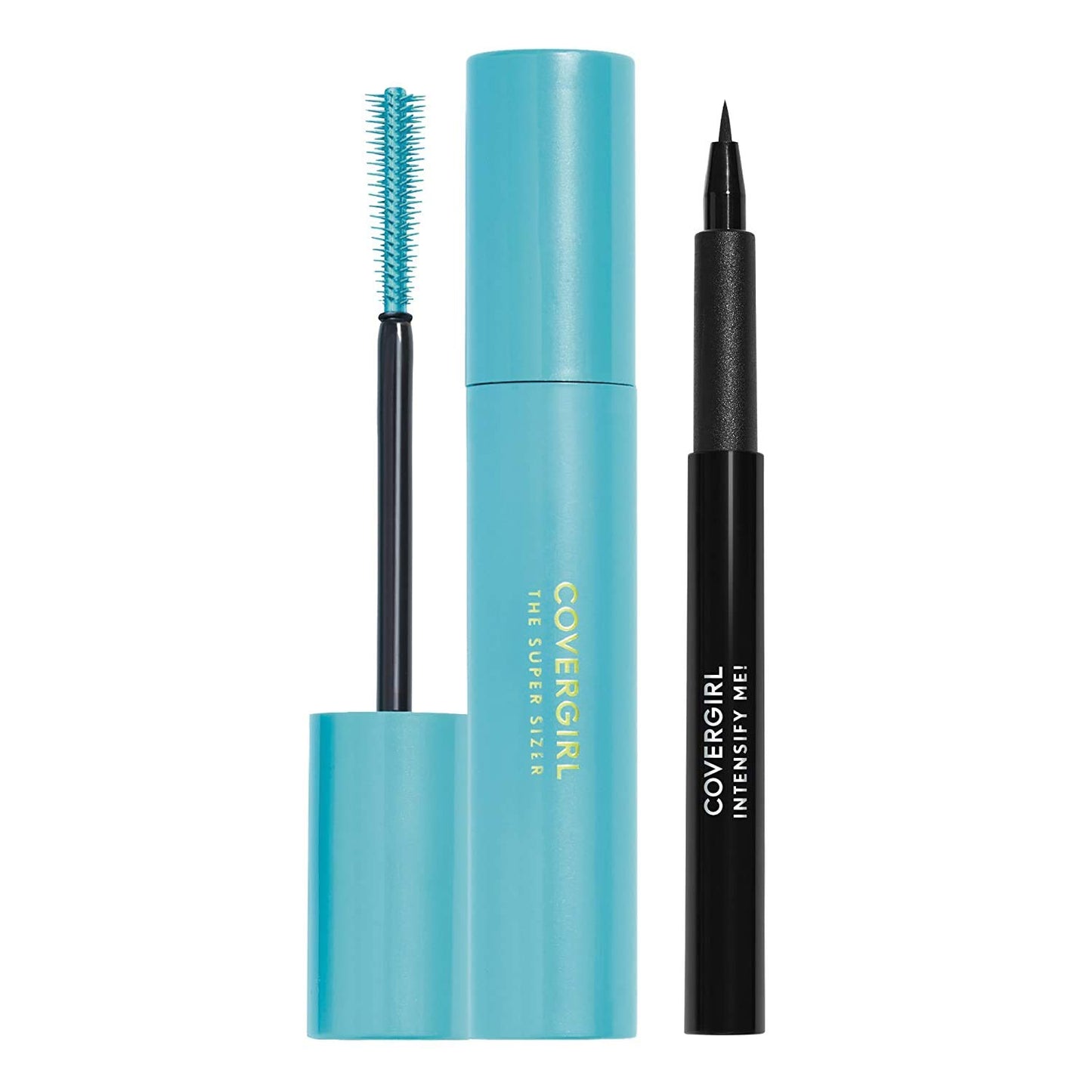 Covergirl Super Sizer Mascara and Intensify Me Eye Liner, Very Black and Intense Black, Value Pack