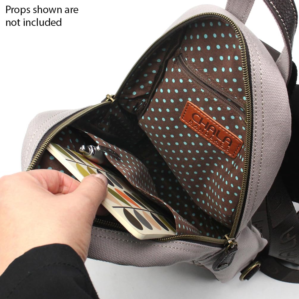 CHALA Canvas Sling Bag Women RFID Protected Canvas Crossbody Backpack with Adjustable Strap (Flamingo Group - Gray)