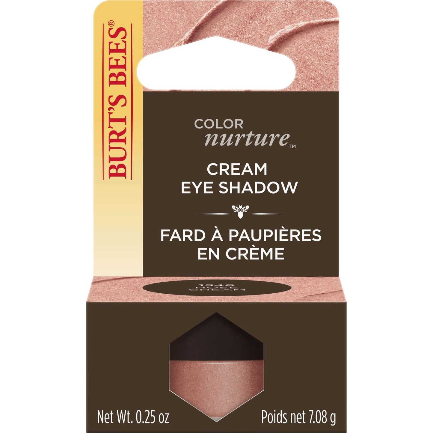 Burt's Bees Color Nurture Cream Eye Shadow With Buildable Color To Achieve Desired Intensity, Rose Cream - 0.25 Ounce
