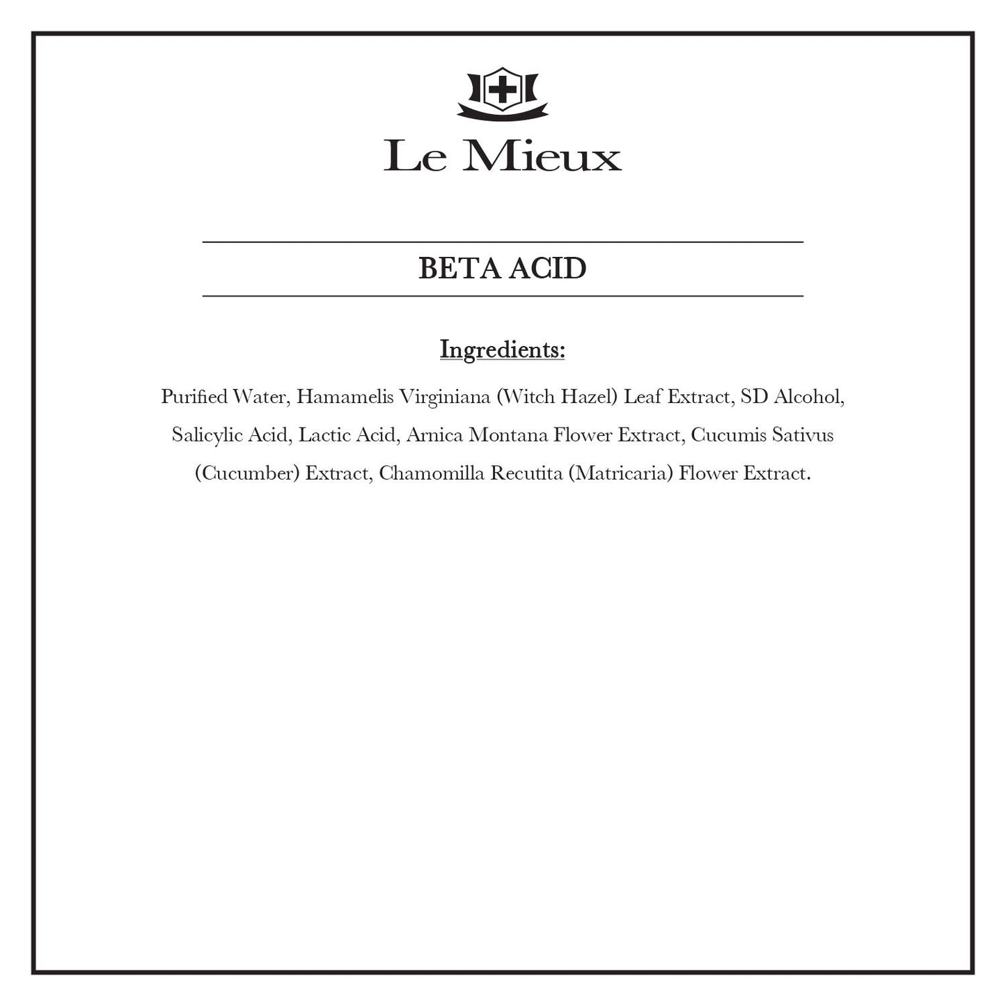 Le Mieux Beta Acid - Salicylic & Lactic Acid Clarifying Solution - Exfoliating Face Toner for Oily, Blemish Prone Skin and Congested Pores (0.5 oz