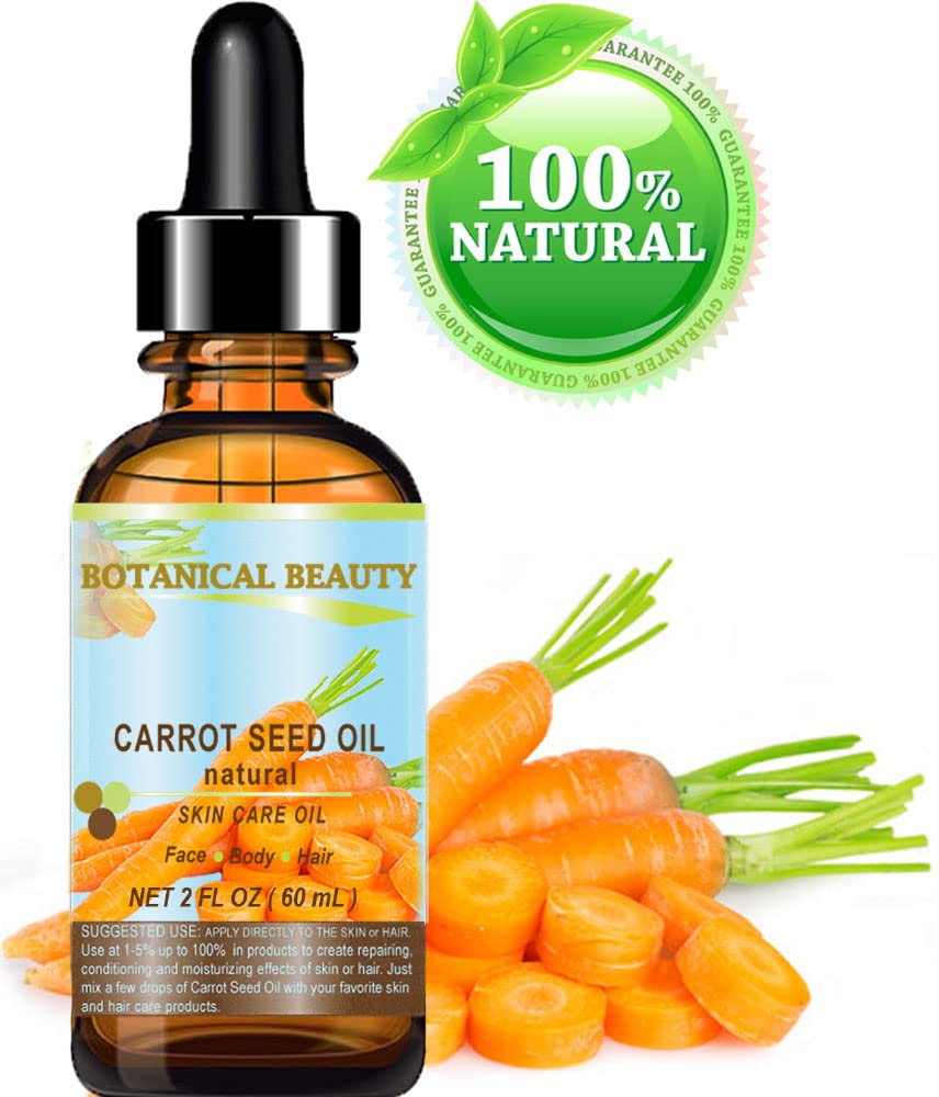 CARROT SEED OIL 100 % Natural Cold Pressed Carrier Oil. 2 Fl.oz.- 60 ml. Skin, Body, Hair and Lip Care. "One of the best oils to rejuvenate