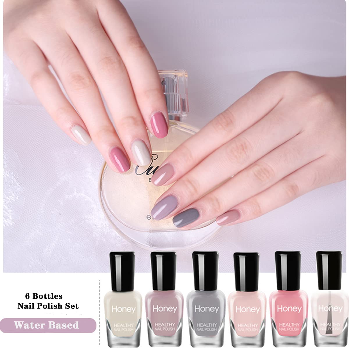 Tophany Non Toxic , Easy Peel Off and Fast Dry Nail Polish Set for Pack, Eco Friendly and Organic Water Based Nail Polish for Women and Girls (6