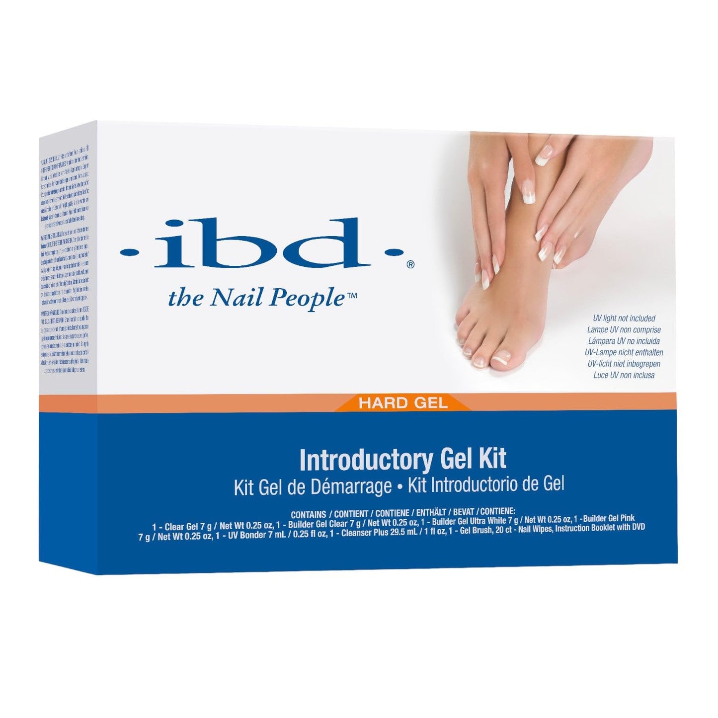 IBD Introductory UV Gel Nail Kit - All-in-One Hard Gel Set with Clear & Pink Nail Builder Gels, Brush, Bonder & Tools, UV Light Not Included, Salon