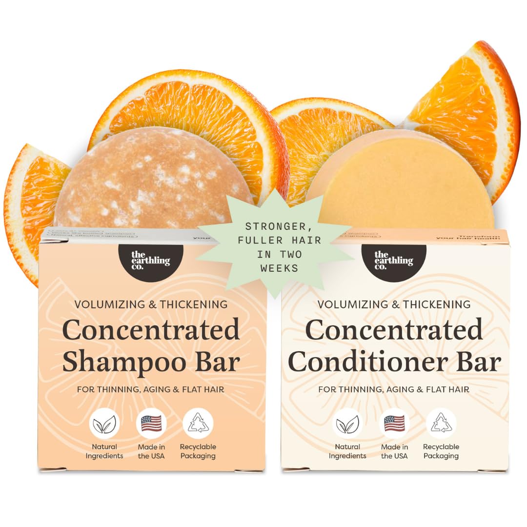 The Earthling Co. Shampoo & Conditioner Bar Set - Promote Hair Growth, Strengthen & Volumize All Types - Paraben & Sulfate Free Formula With Natural