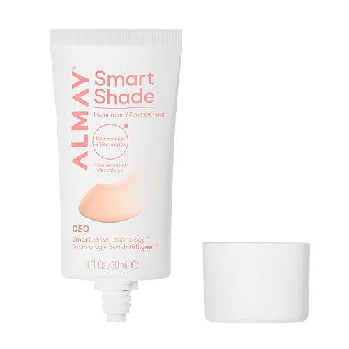Almay Smart Shade™ Foundation, Oil-Free, Non-Comedogenic, Hypoallergenic, Vegan Face Makeup, 050 Fair, 1 fl oz