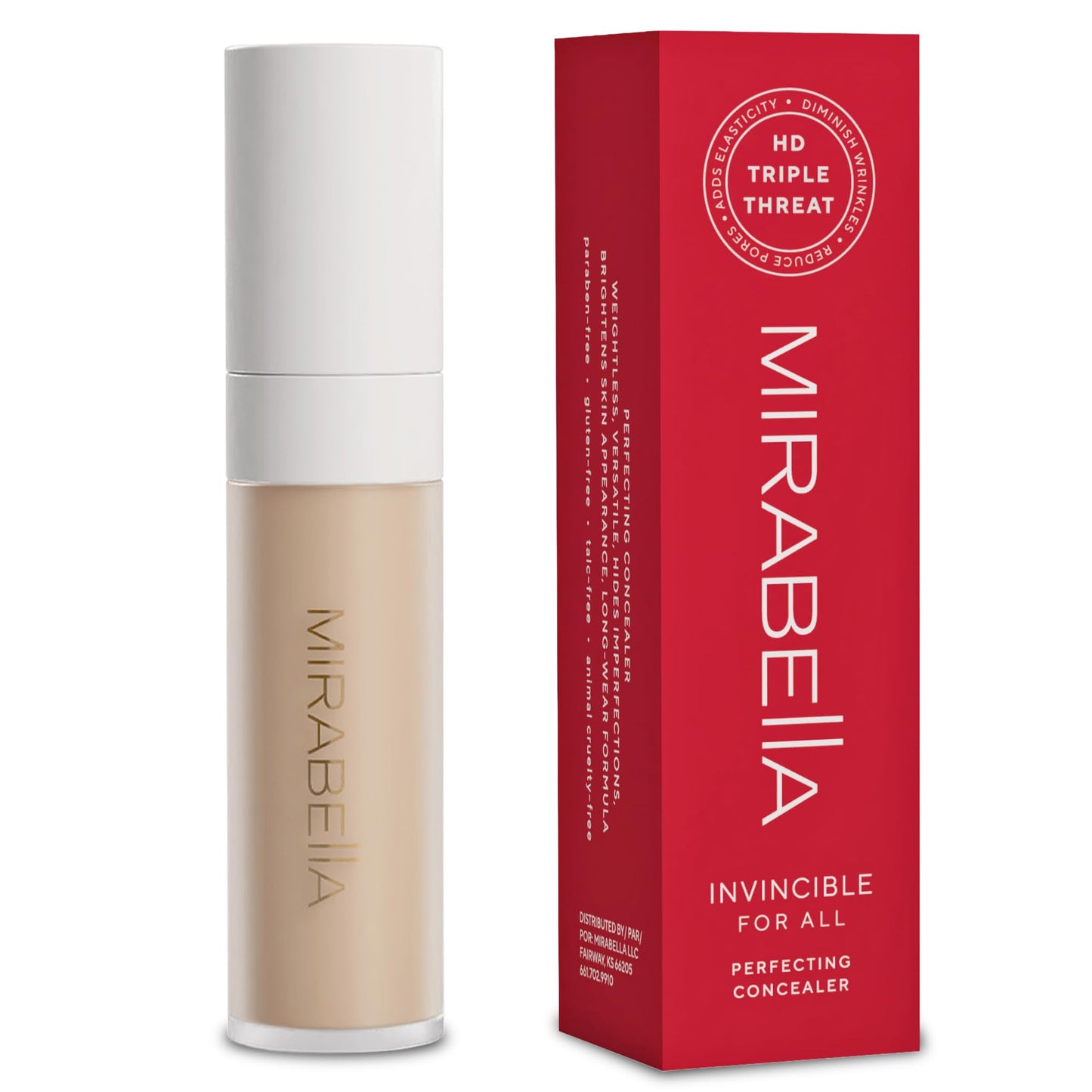 Mirabella Invincible For All Perfecting Under Eye Concealer Full Coverage - Hydrating Makeup Concealer for Dark Circles, Fine Lines & Wrinkles