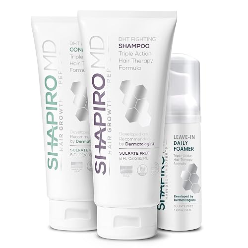 Shapiro MD Hair Growth Experts Natural Hair Kit for Thicker, Fuller, Healthier Looking Hair - Including Shampoo, Conditioner and Leave-In Daily Foam