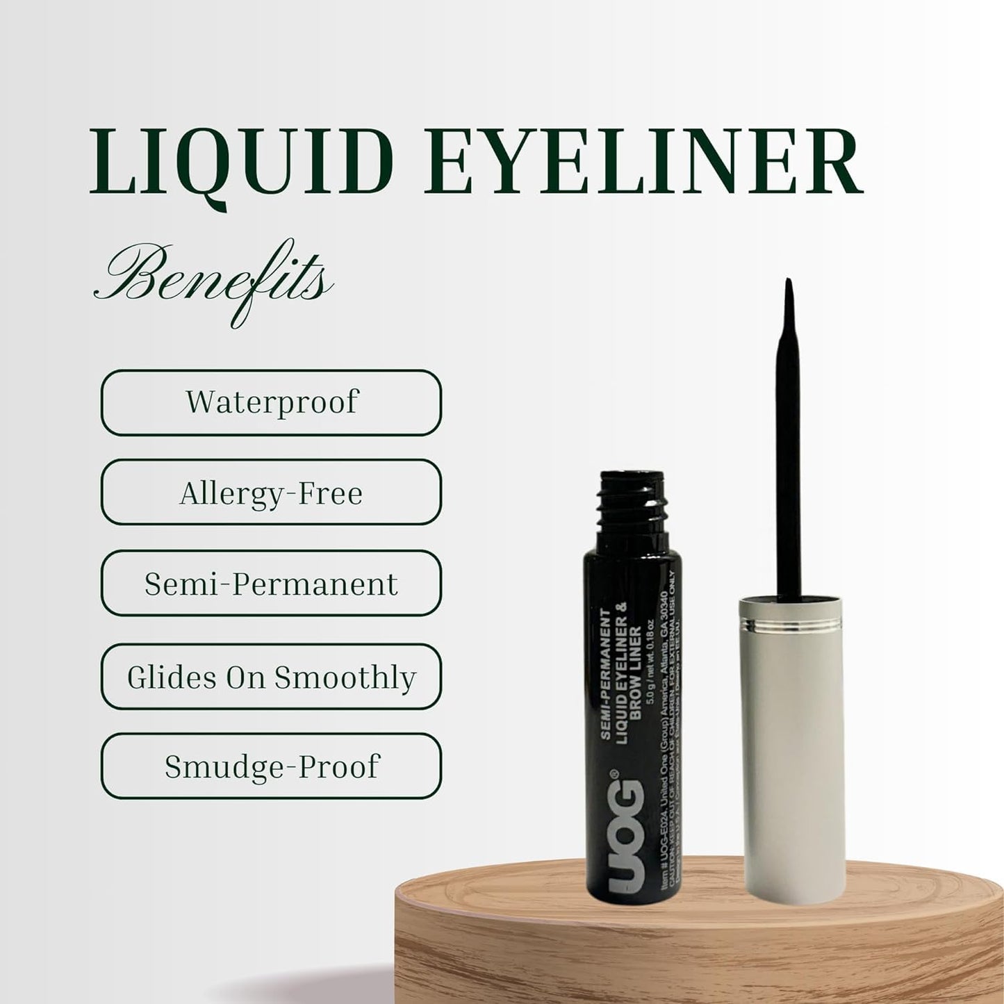 UOG (United One) Liquid Eyeliner & Eyebrow Liner - Waterproof, Semi-Permanent, Smudge-Proof, Lasts Up to 7 Days, Allergy-Free with Precise Slender…