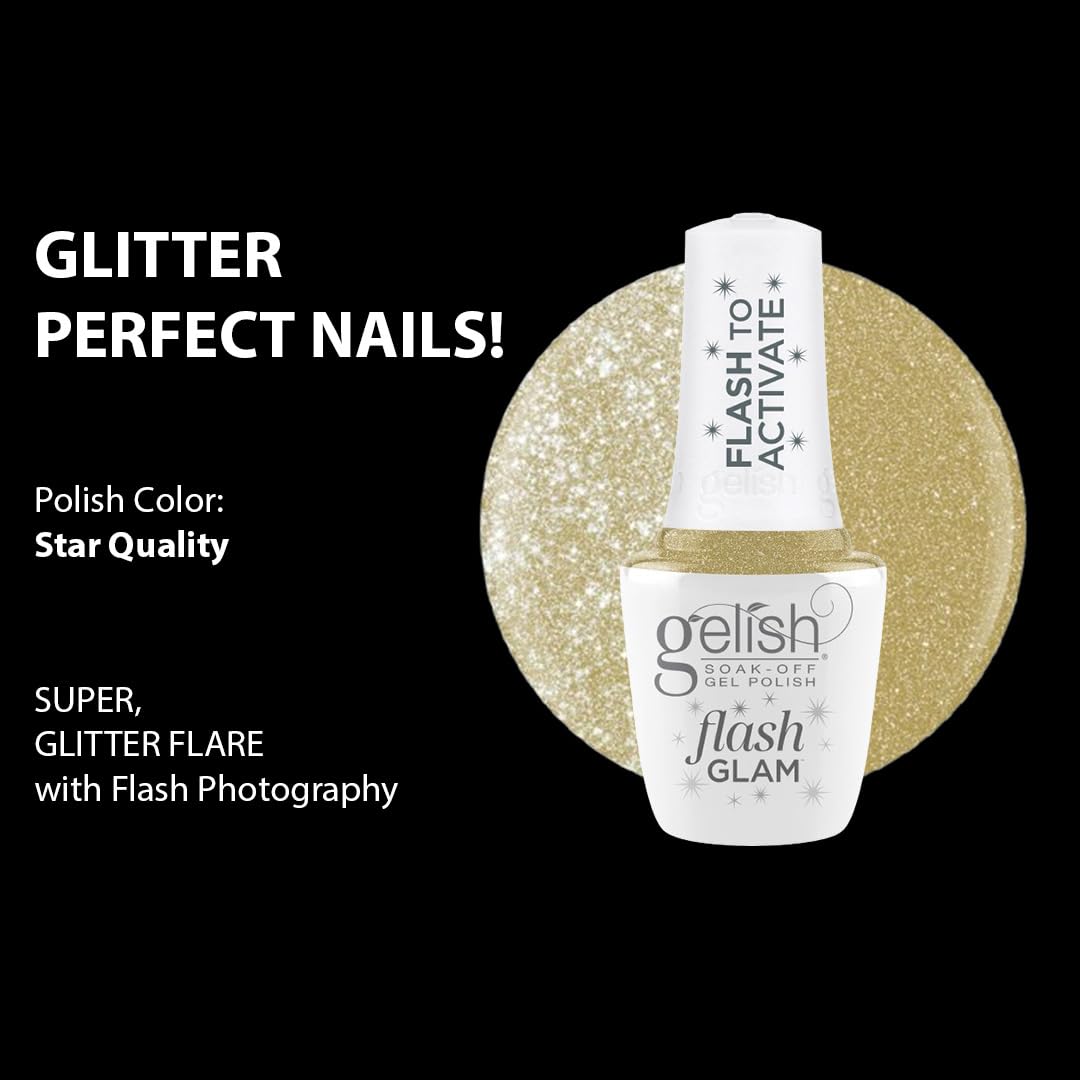 Gelish Flash Glam Sparkling Glitter Gel Polish - Star Quality, 15 mL Beauty & Personal Care Gelish