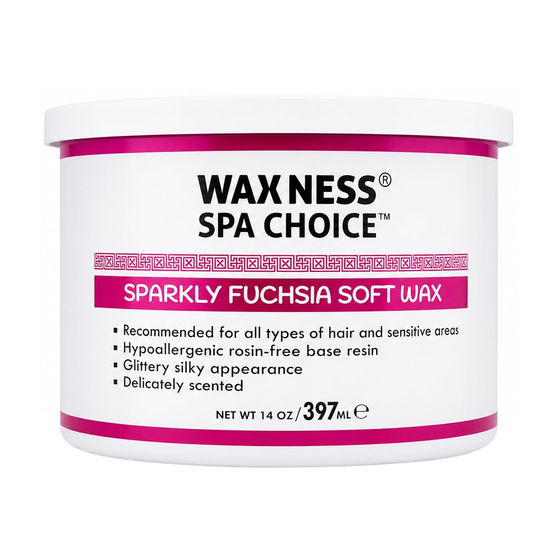 Waxness Spa Choice Rosin Free Sparkly Fuchsia Soft Wax Tin 14 oz / 397 ml Beauty and Personal Care Waxness