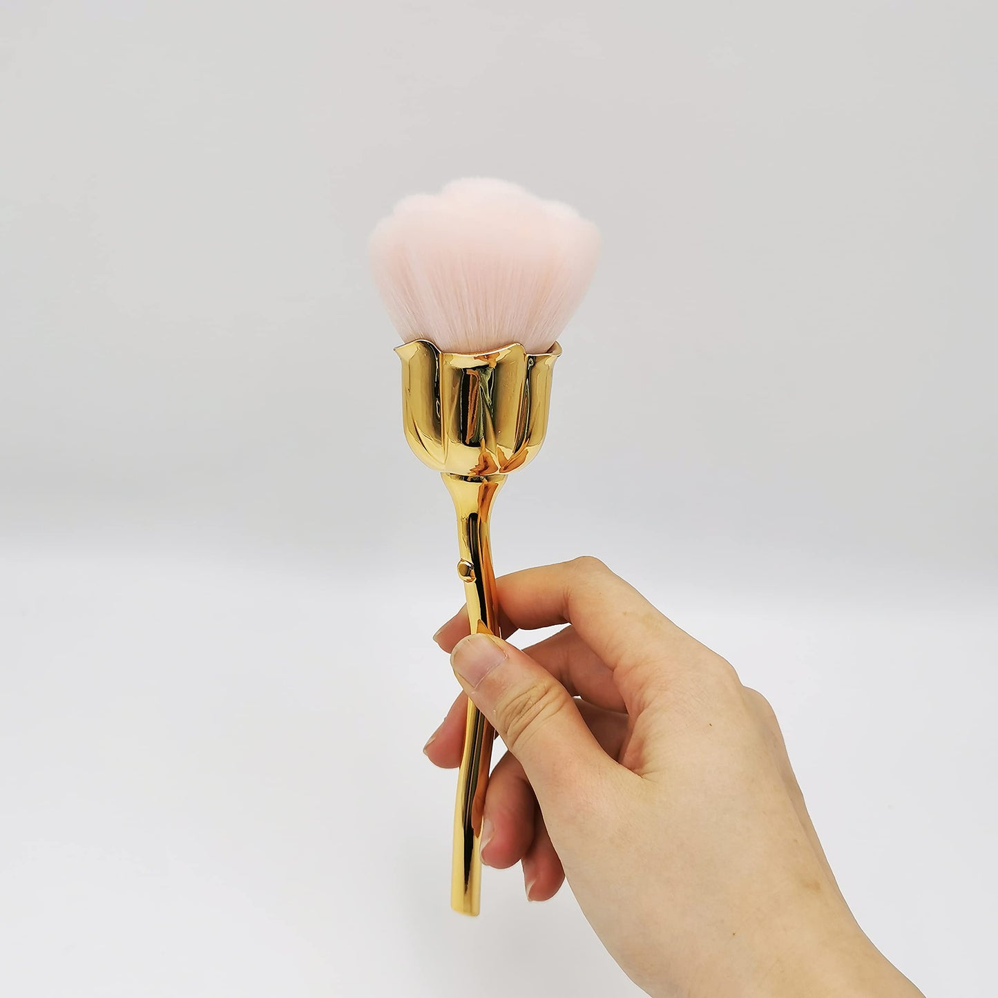 KuAoyoja Nail Art Dust Powder Remover, Pink Rose Soft Brush Acrylic Nail Arts Manicure Dust Cleaner Brush for Nail Trimming Cleaning Makeup Brush