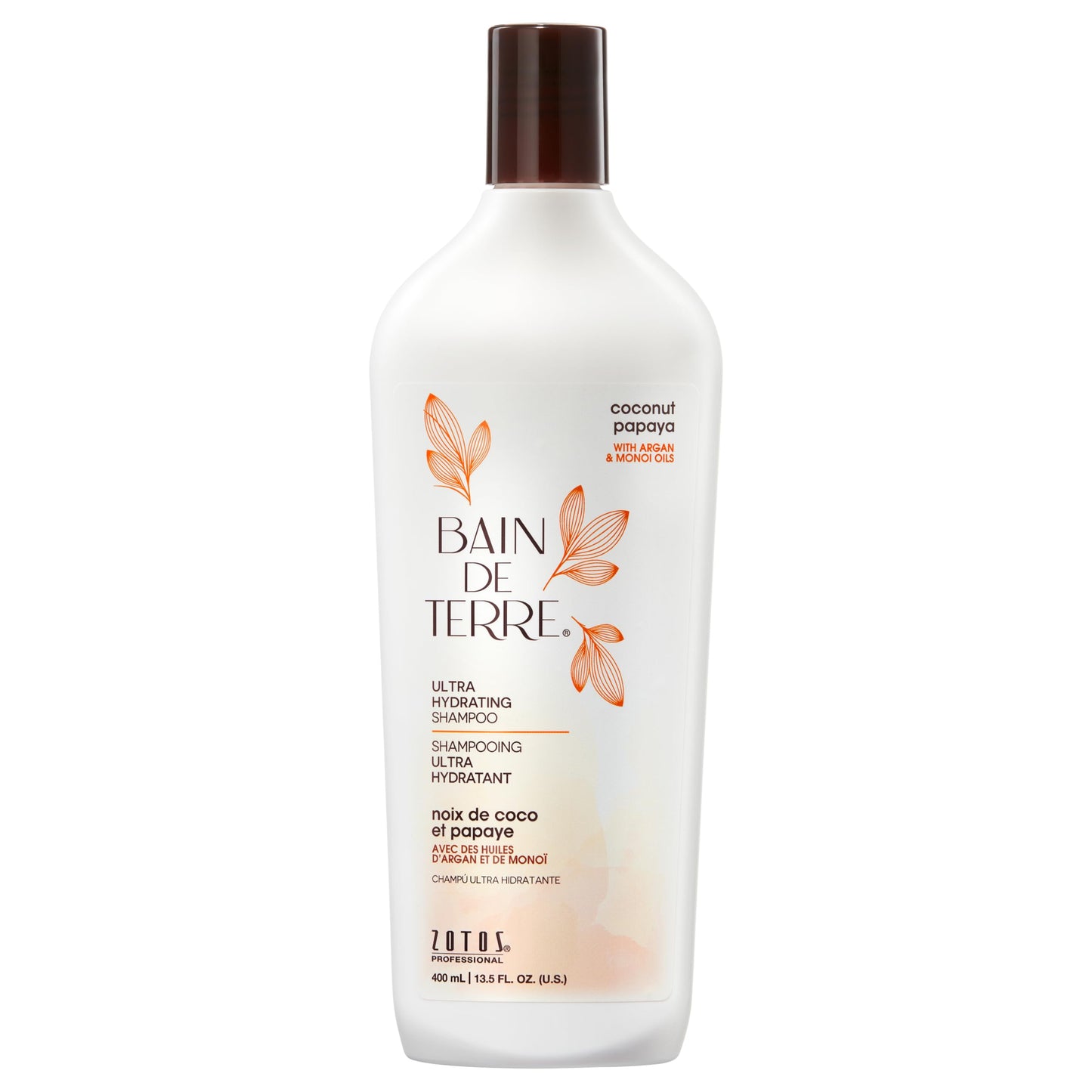 Bain de Terre Coconut Papaya Ultra Hydrating Shampoo, Moisture Quench for Dry, Damaged Hair, with Argan & Monoi Oils, Paraben-Free, Color-Safe