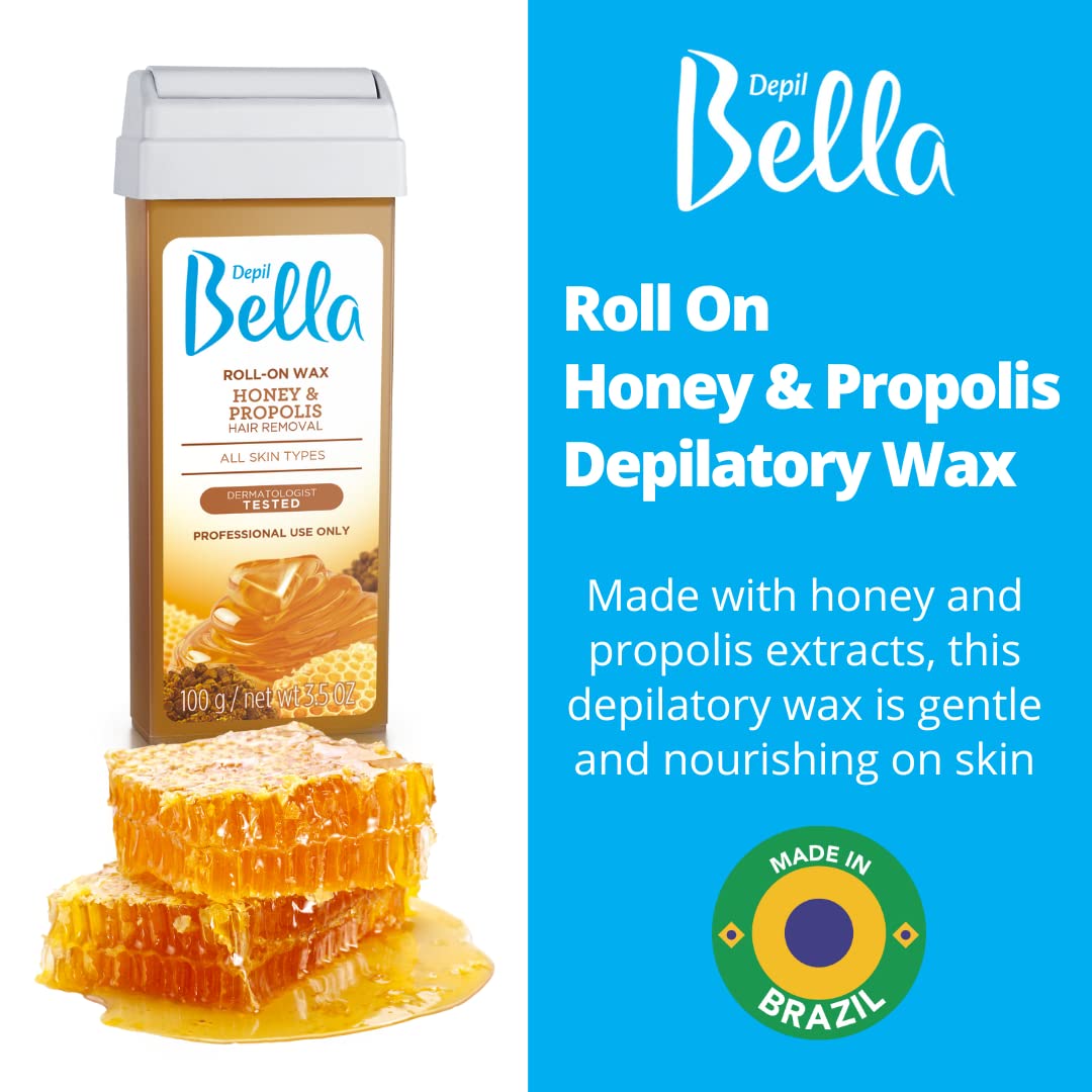 Depil Bella Roll On Wax Honey and Propolis Depilatory - Body Waxing, Hair Removal Wax-Cartridge - For Men and Women - Home Self Waxing - Sensitive Beauty and Personal Care DEPIL BELLA