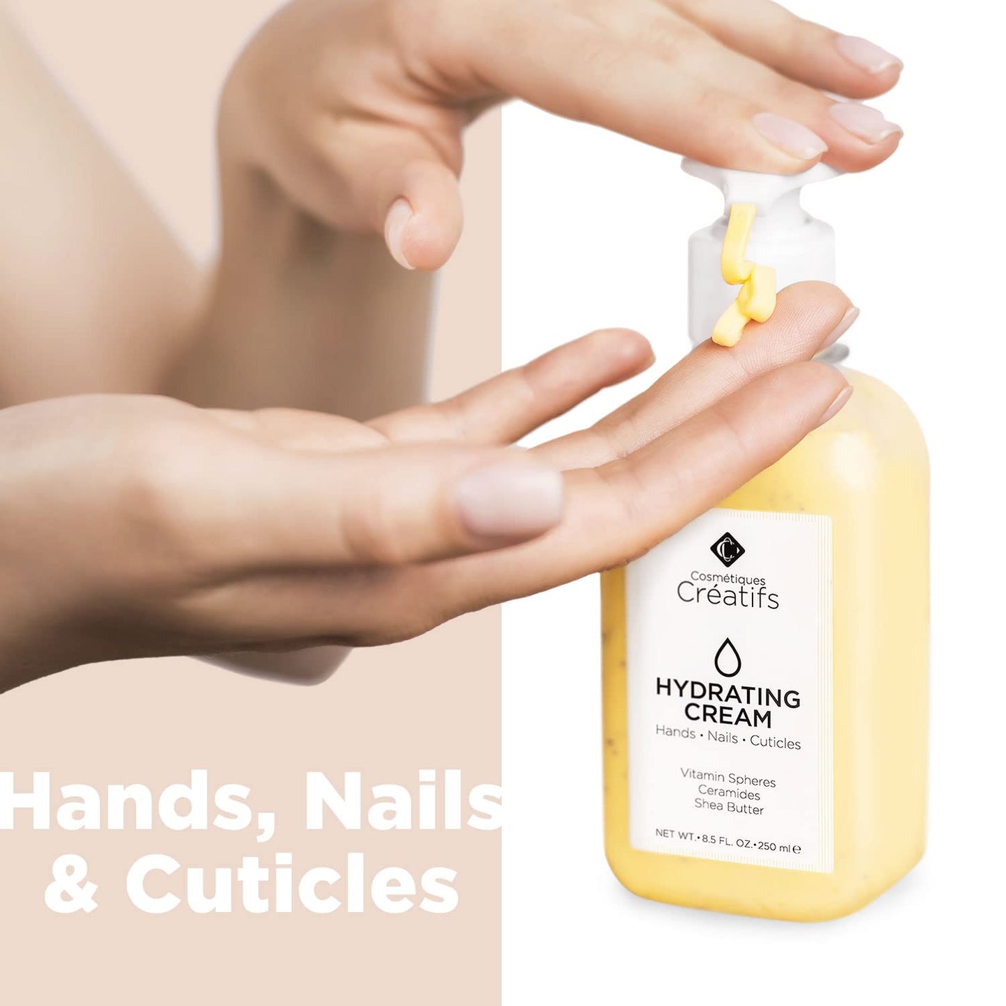 Cosmétiques Créatifs Moisturizing Hand Cream for Dry, Cracked Hands, Nails and Cuticles - 8.5 fl. oz. - Anti-Aging Skin Moisturizer with Vitamin E