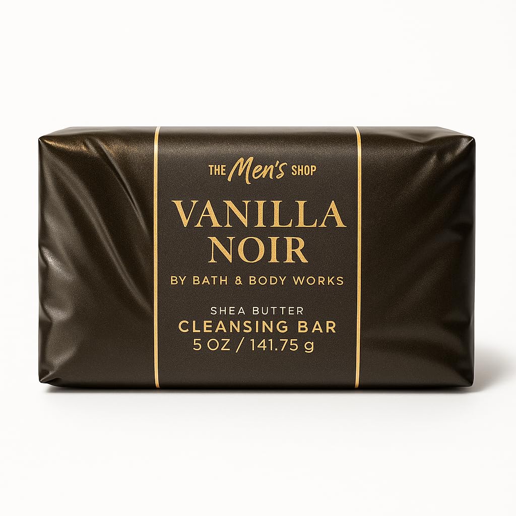Bath & Body Works Vanilla Noir Shea Butter Cleansing Bar - 3 Pack - Vanilla Bean, Amber & Sandalwood Scent - 5 oz Each