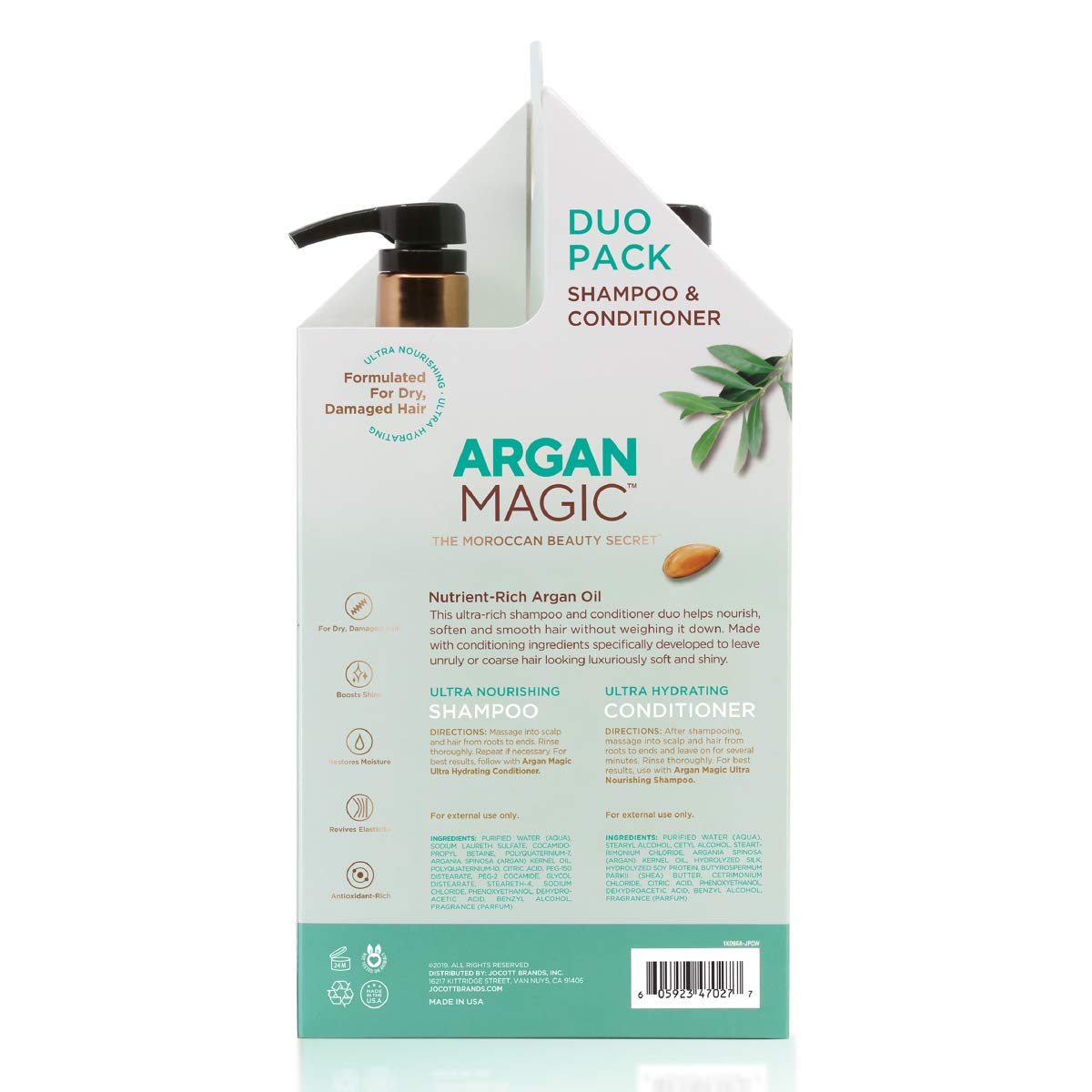 Argan Magic Ultra Shampoo and Conditioner Combo Pack for Dry and Damaged Hair - Revives & Dehydrated Brittle Hair | Detangles, Smooths & Softens |
