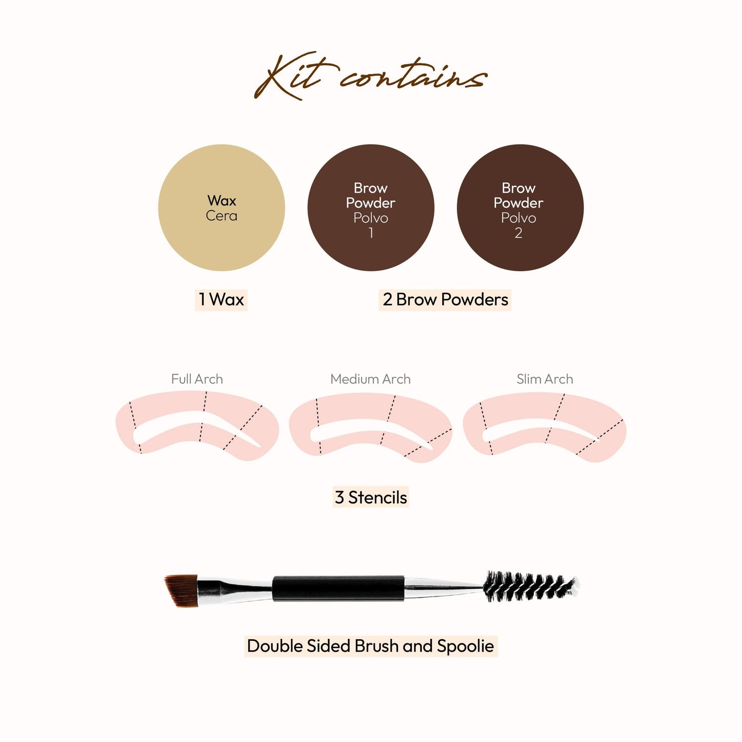 Ruby Kisses Go Brow Eyebrow Kit, Dual Shade Powder & Wax, Includes 3 Stencils, Perfect for Shaping & Defining, Natural Brow Look, Ideal for Sparse