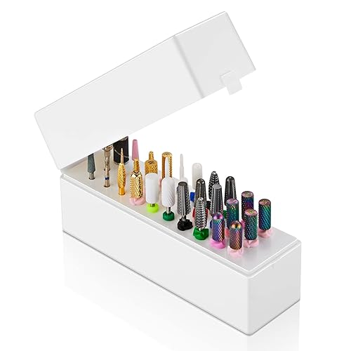 Makartt Nail Drill Bits Holder,Dustproof Stand Displayer Organizer Container Case 30 Holes drill bit holder nail tech Professional Nail art Tools(Not