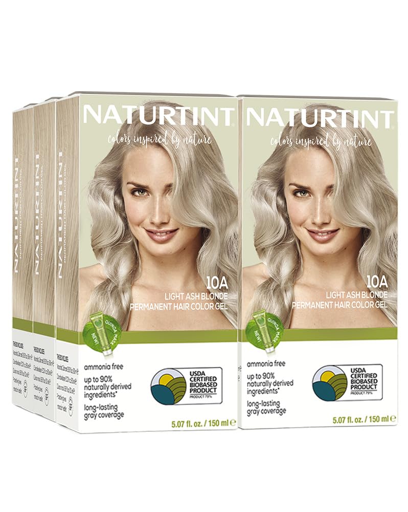 Naturtint 10A Light Ash Blonde Permanent Hair Color (Pack of 6), Ammonia Free, Vegan, Cruelty Free, up to 100% Gray Coverage, Long Lasting Results